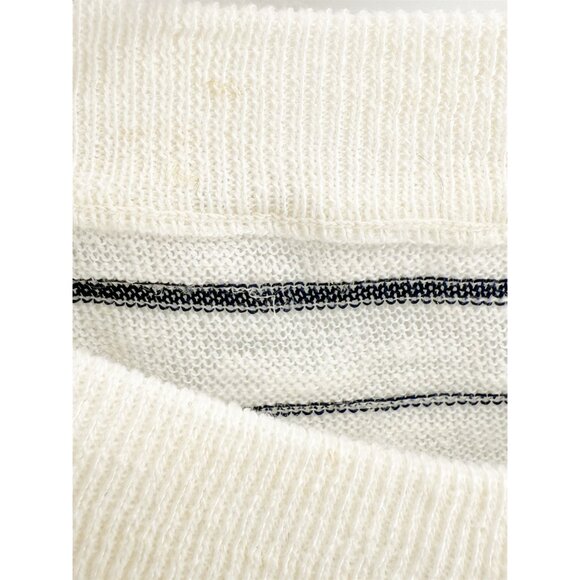 ROBERTO COLLINA WHITE/BLUE STRIPE SWEATER LINEN COTTON POLY BLEND S - Picture 2 of 10